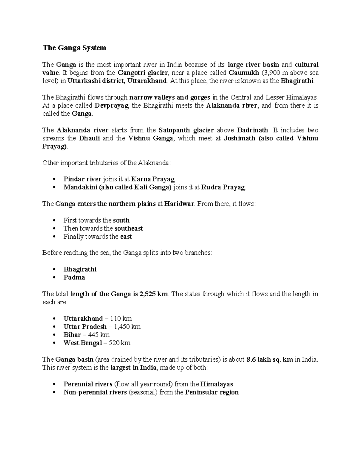 The Ganga System - Overview and Key Features - PRACTICE SET - Studocu