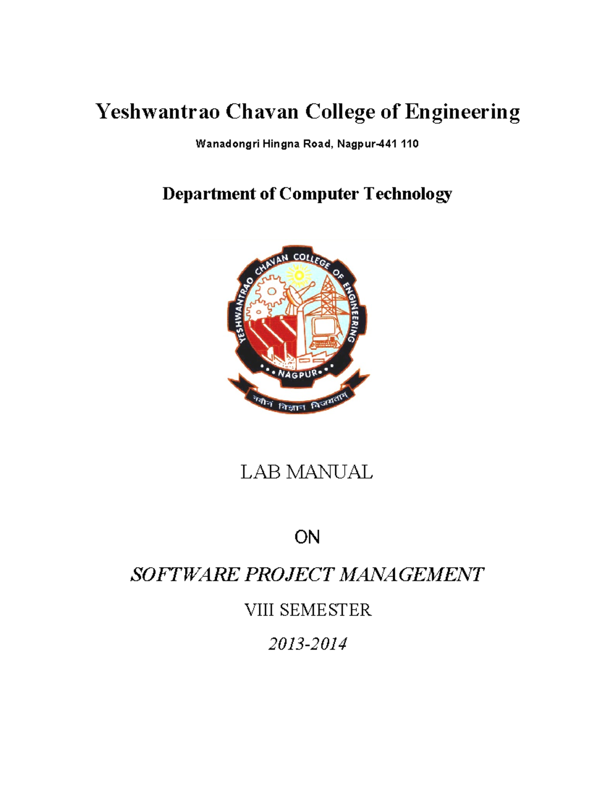 SPM Lab Manual (CMT-8) - Software Project Management Practical Guide ...
