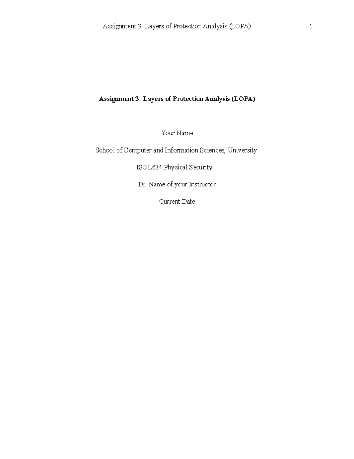 ISOL634 Assignment 3: Layers of Protection Analysis (LOPA) Insights ...