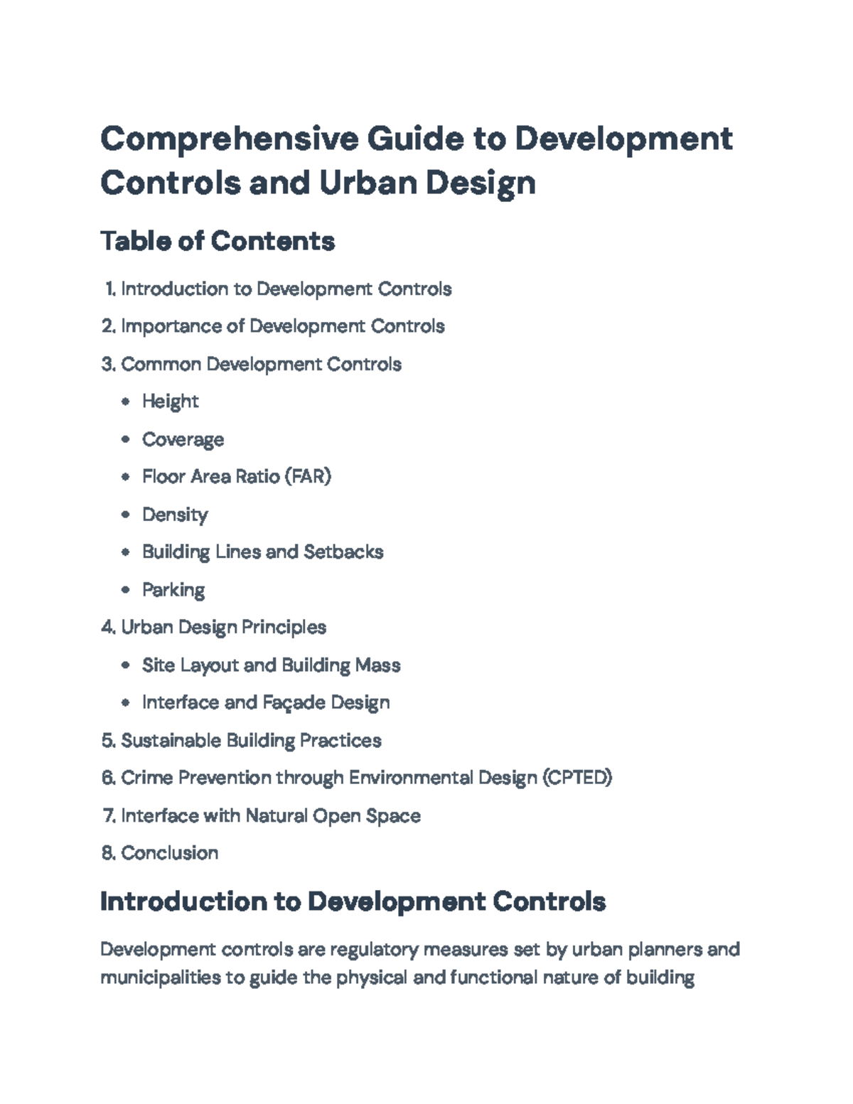 Comprehensive Development Controls & Urban Design Overview (Course Code ...
