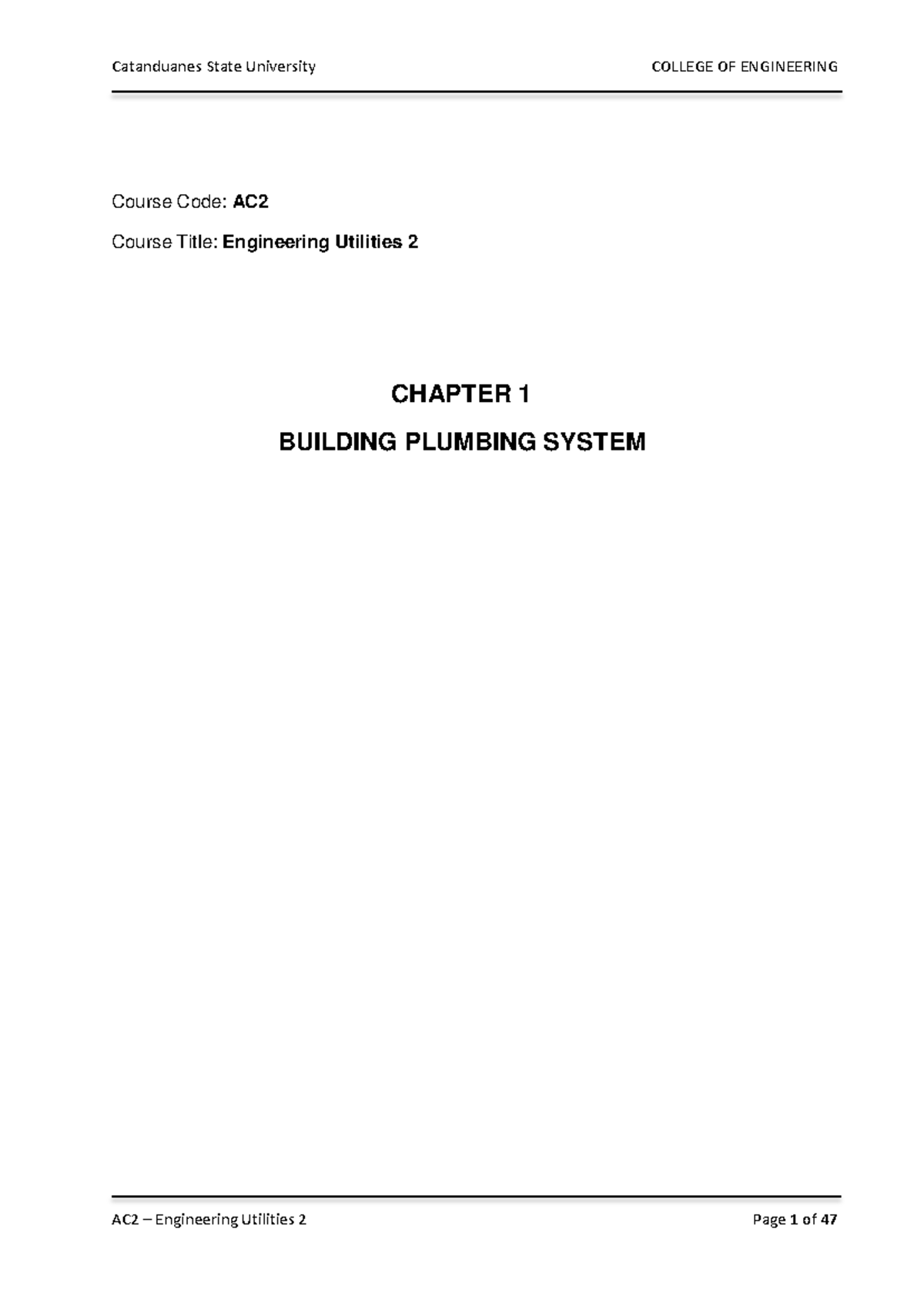 AC Engineering Utilities 2: Plumbing Chapters 1-7 Overview and Key ...