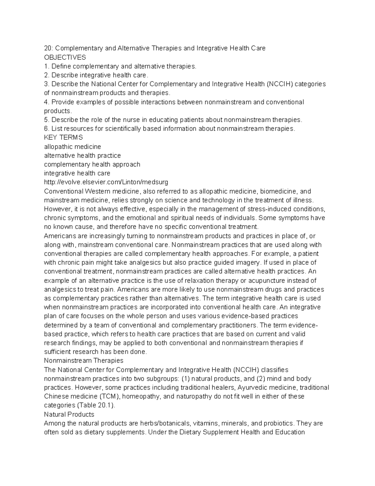 Med Surg 20: Complementary & Alternative Therapies in Integrative ...