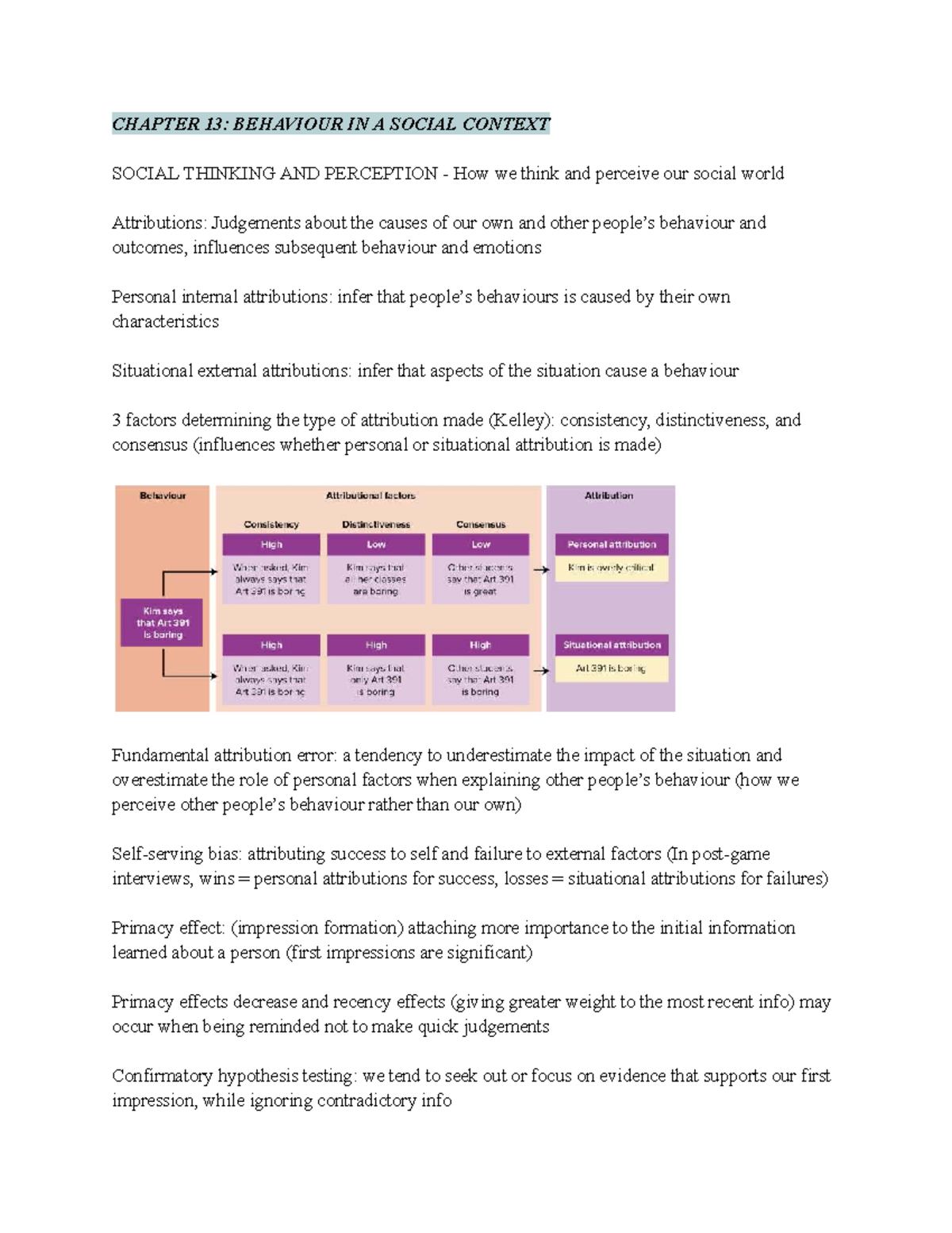 Psychology 1003: Chapter 13 - Social Thinking and Perception Insights ...