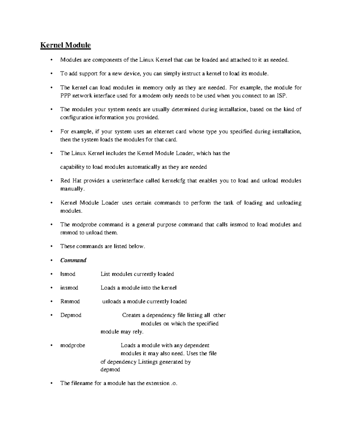 Linux Kernel Module Management and Configuration Guide - Studocu