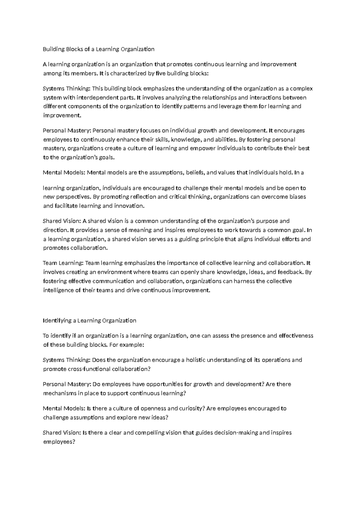 **Building Blocks of a Learning Organization: Strategies for Success ...