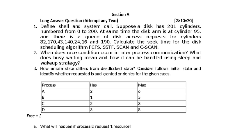 OS Practice Questions: Long & Short Answers for Exam Preparation - Studocu