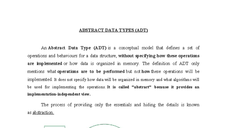 UNIT 1 DS: Abstract Data Types in Data Structures Lecture Notes - Studocu