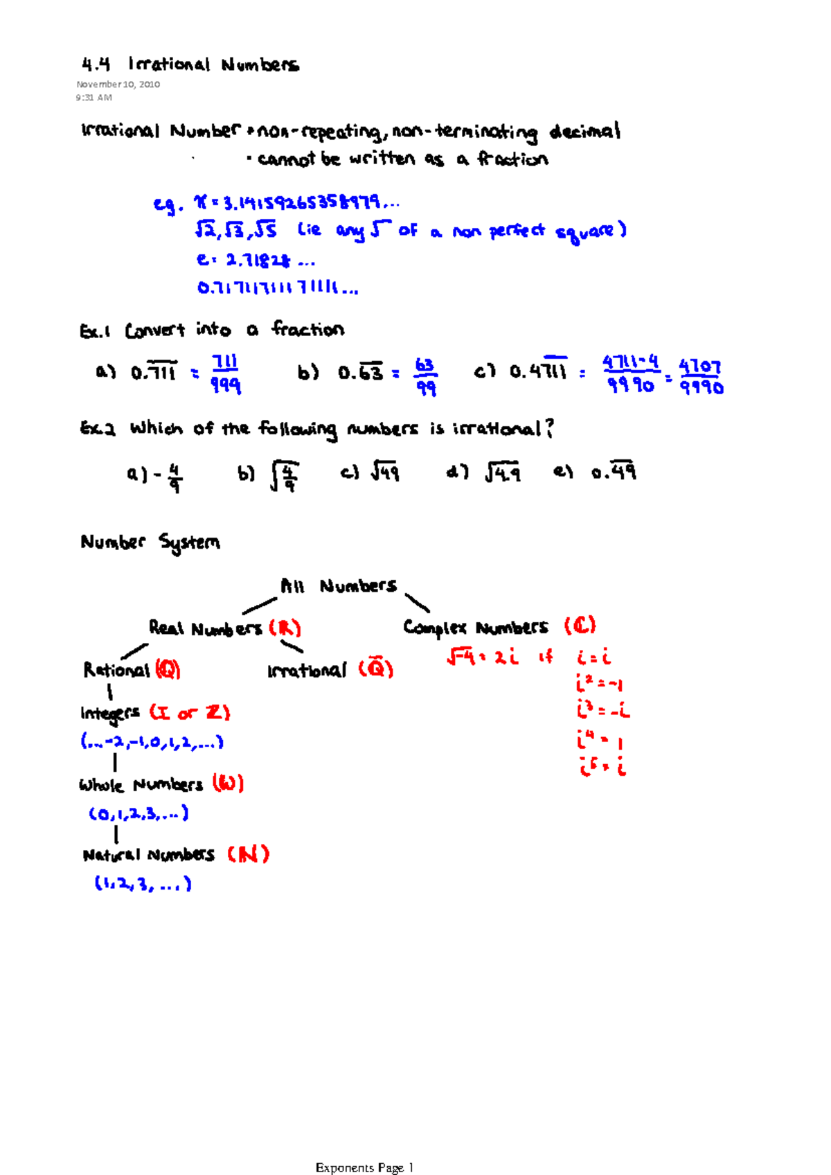 4.4 Lecture Notes on Irrational Numbers - Studocu
