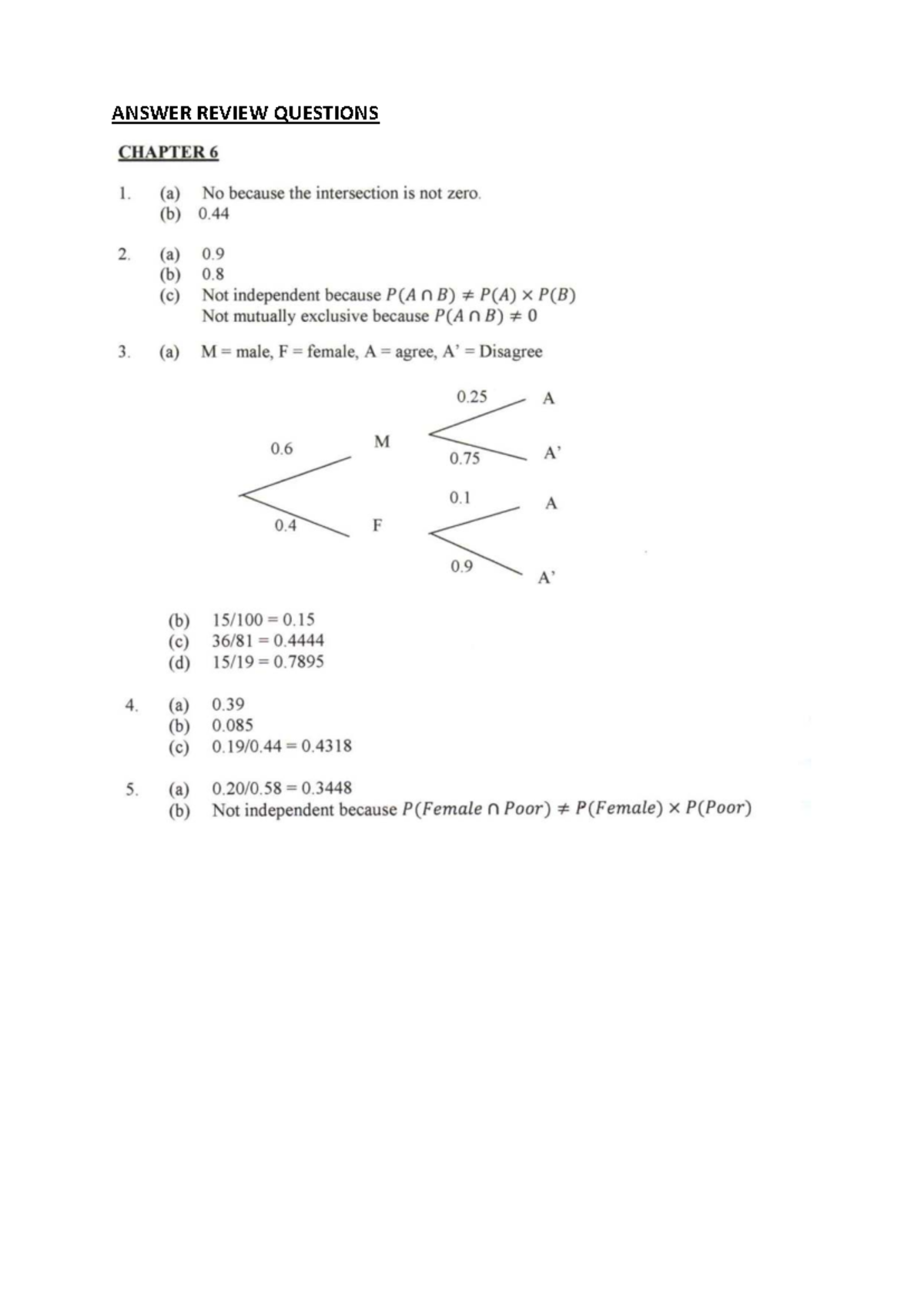 ANSWER REVIEW QUESTIONS CHAPTER 6 - STATISTICS 101 - Studocu