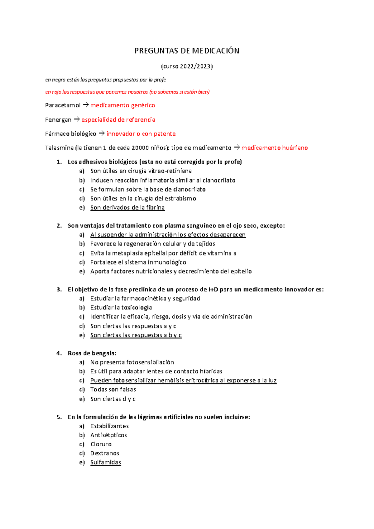 Preguntas de Medicación y Casos Clínicos - Curso de Farmacología - Document Preview