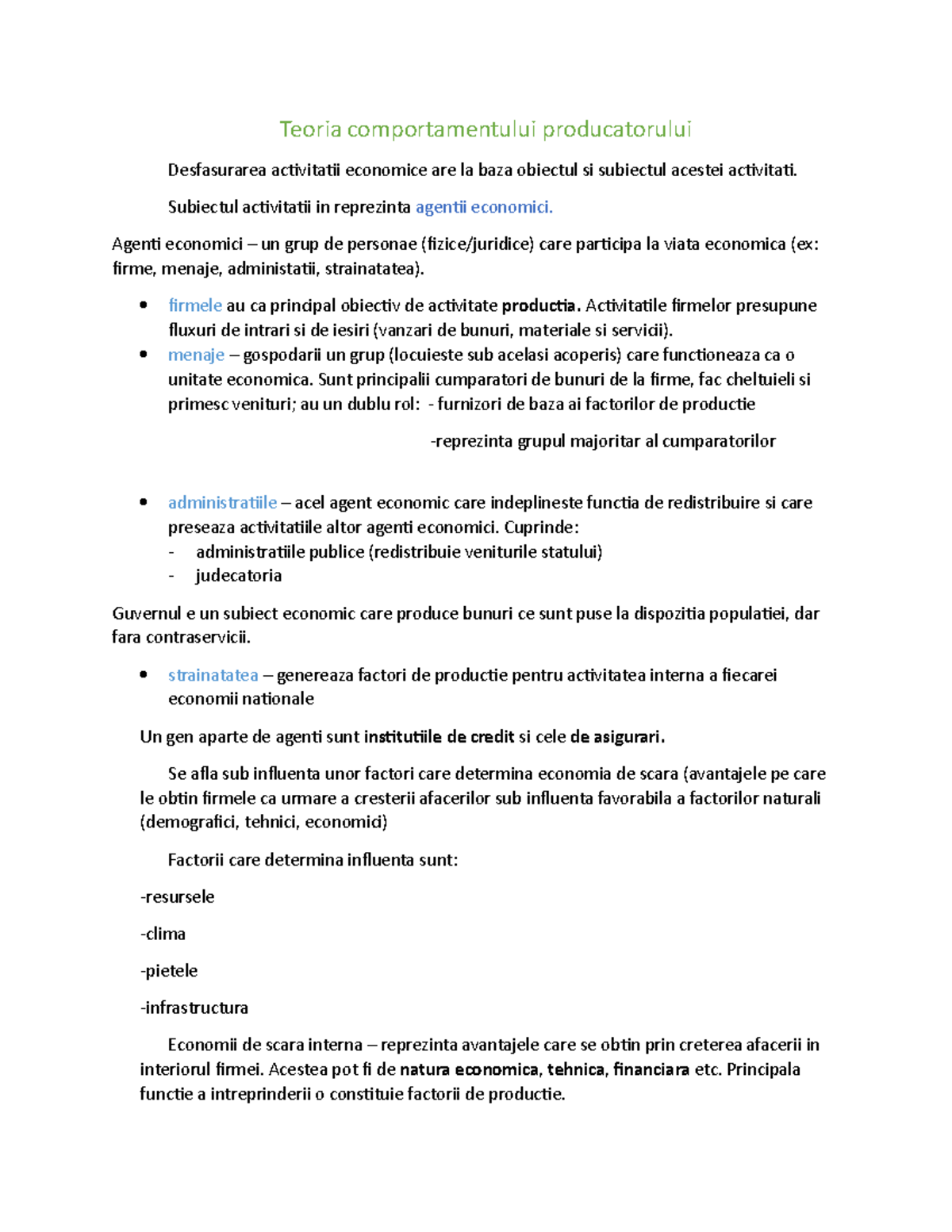 Curs 2 -Teoria comportamentului producatorului - Teoria ...