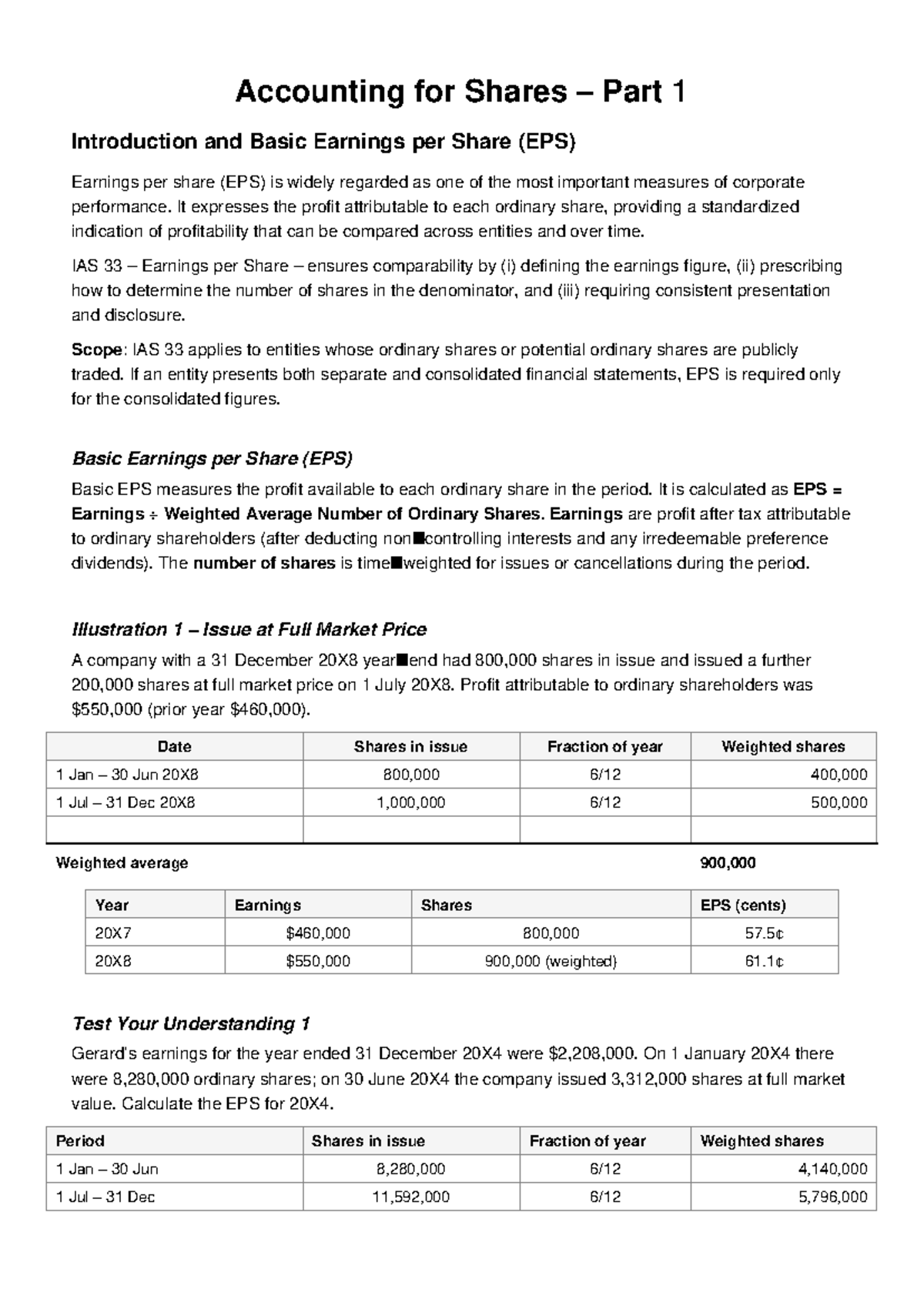 Accounting for Shares: Intro to Basic EPS (Part 1) - Studocu
