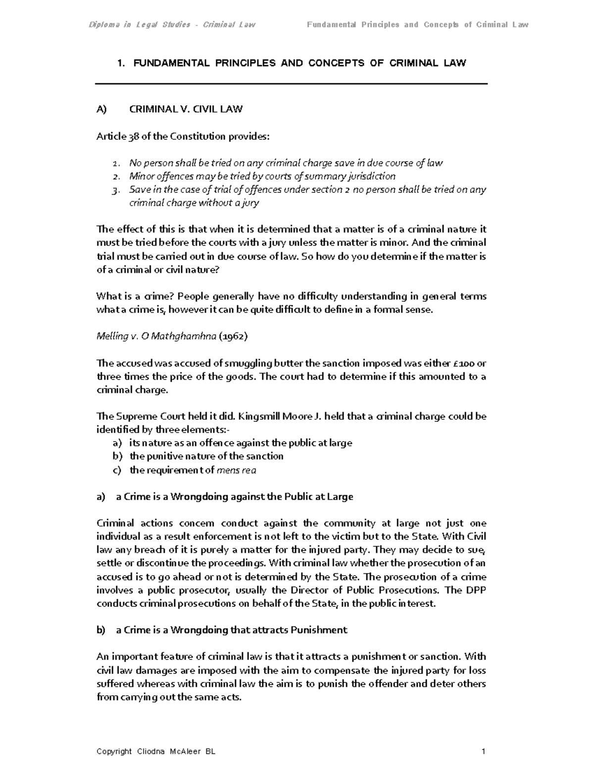 Criminal Law Overview - Analysis of Key Principles and Cases - Studocu
