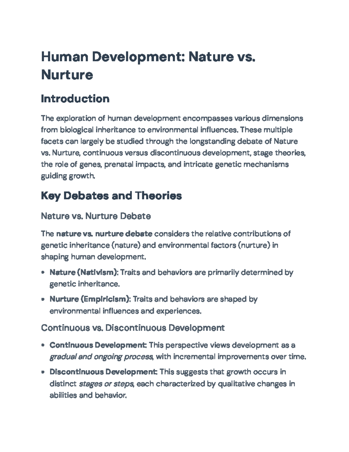 Human Development: Nature vs. Nurture – Key Theories and Insights ...