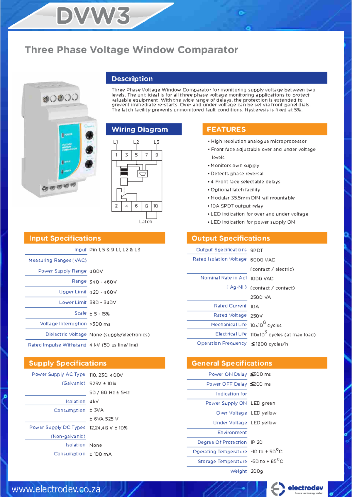 DVW3 Three Phase Voltage Window Comparator Overview and Wiring Diagram ...