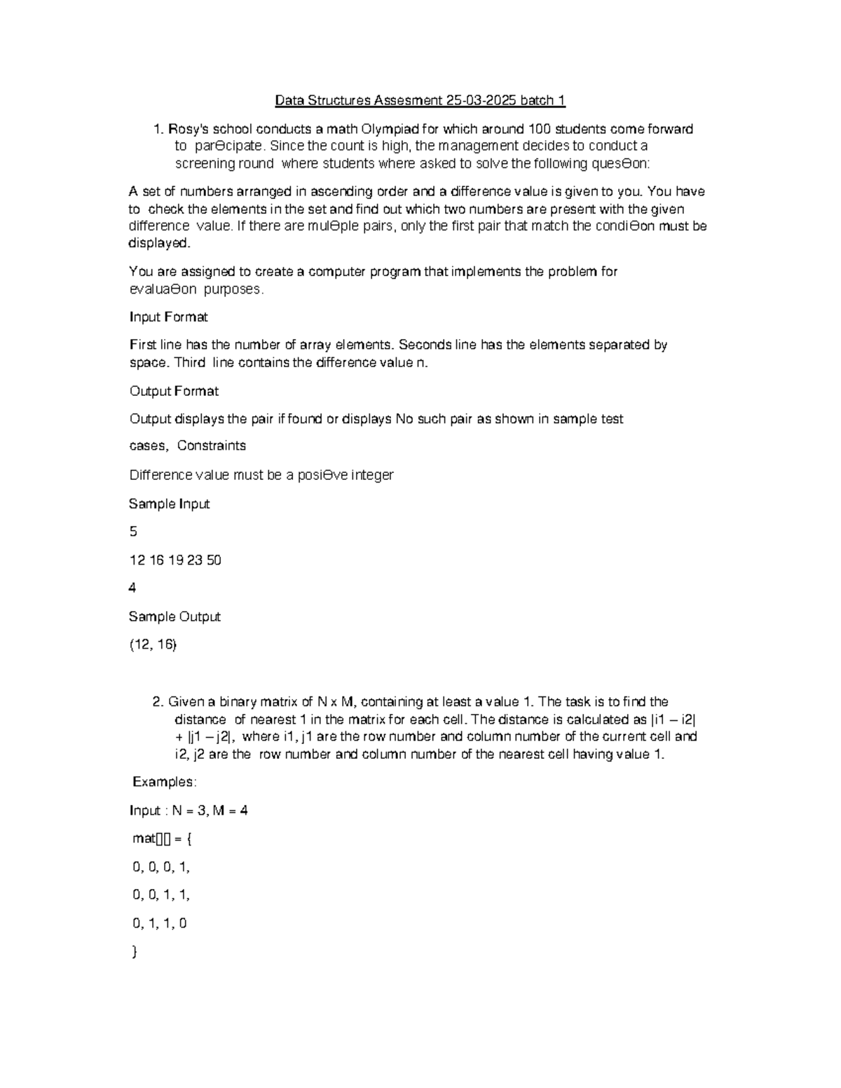 Data Structures Assesment 25-03-2025 batch 1 - Data Structures ...