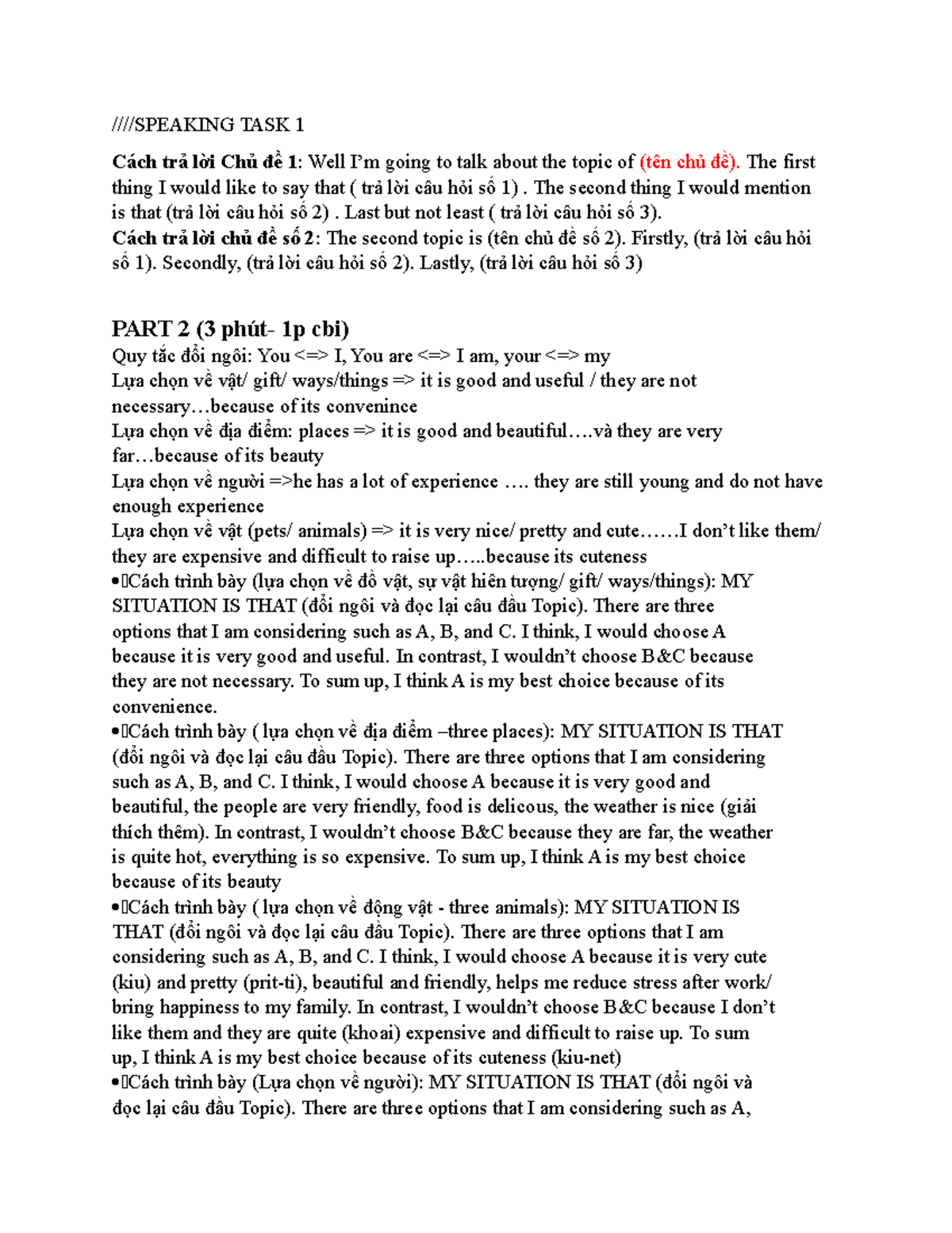 Speaking Task 1: Strategies and Topics Overview for Exam Preparation ...