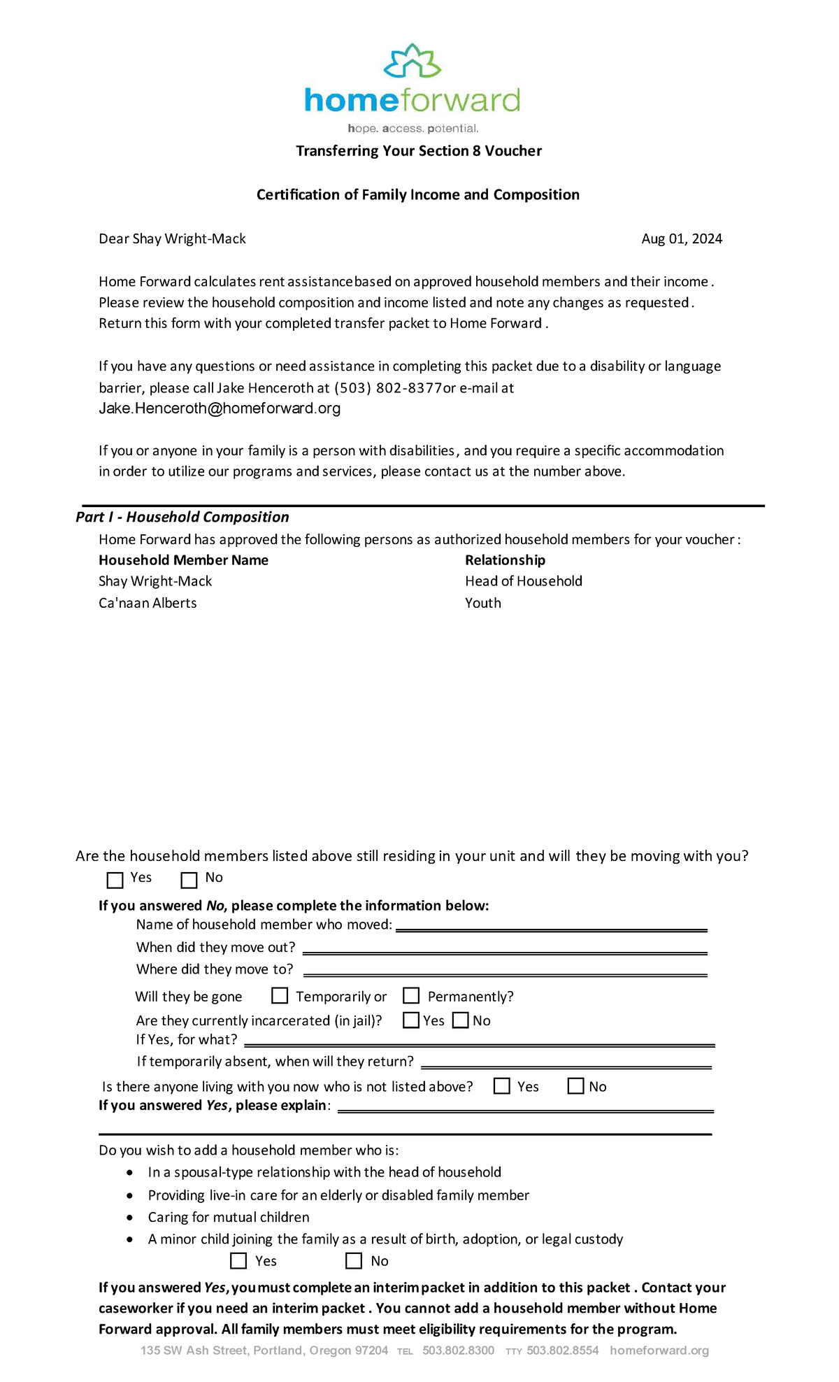 Transferring Your Section 8 Voucher: Family Income & Composition - Studocu