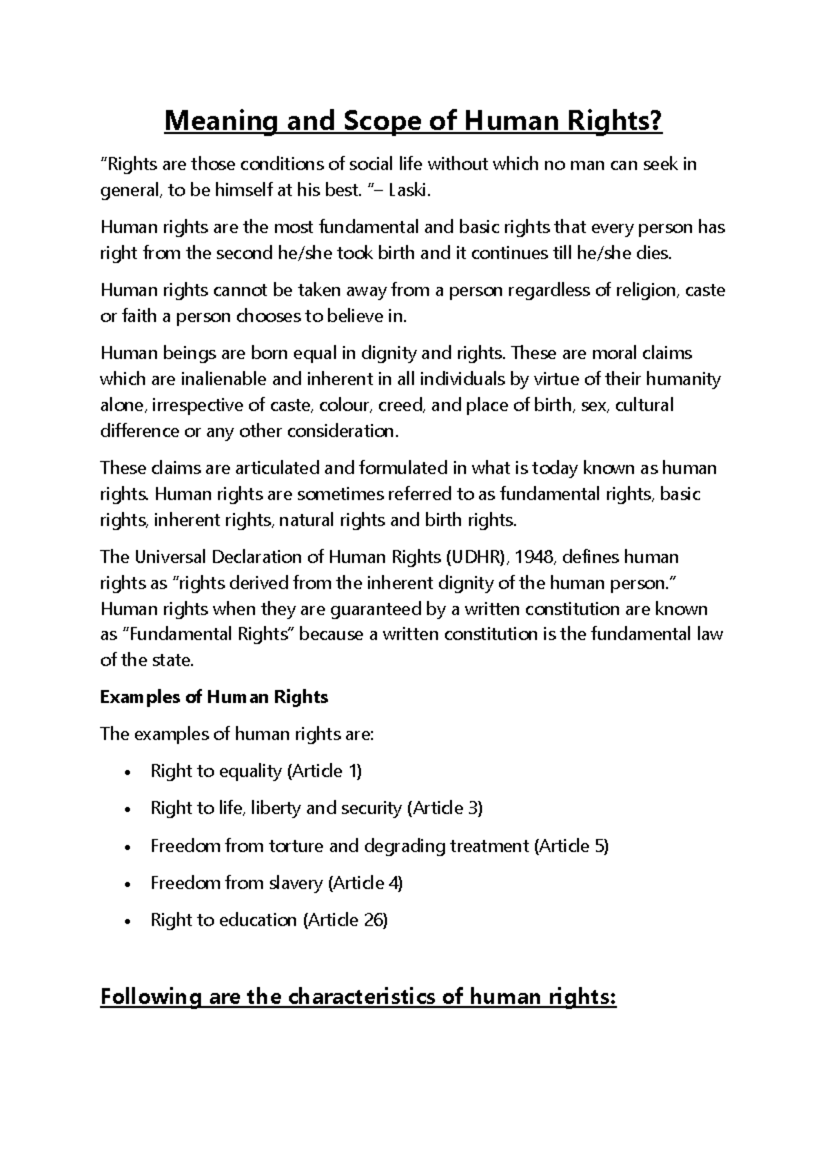 Meaning and Scope of Human Rights - Meaning and Scope of Human Rights ...
