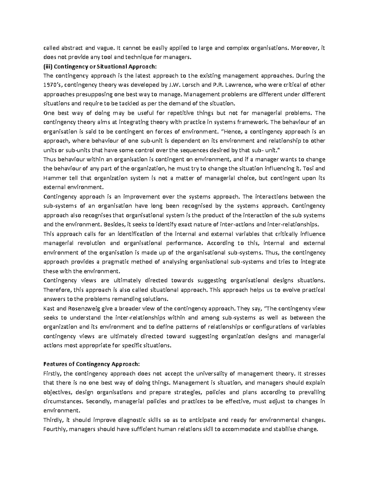 Mngmnt 39: Contingency and Planning Approaches in Organizations - Studocu