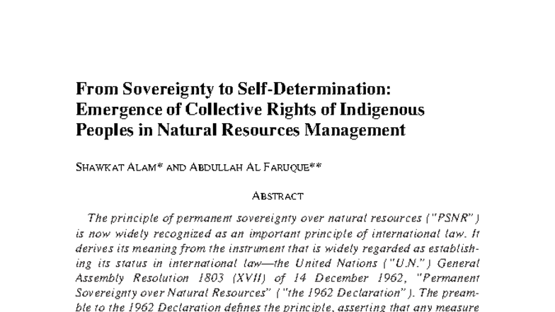From Sovereignty to Collective Rights of Indigenous Peoples in Natural ...