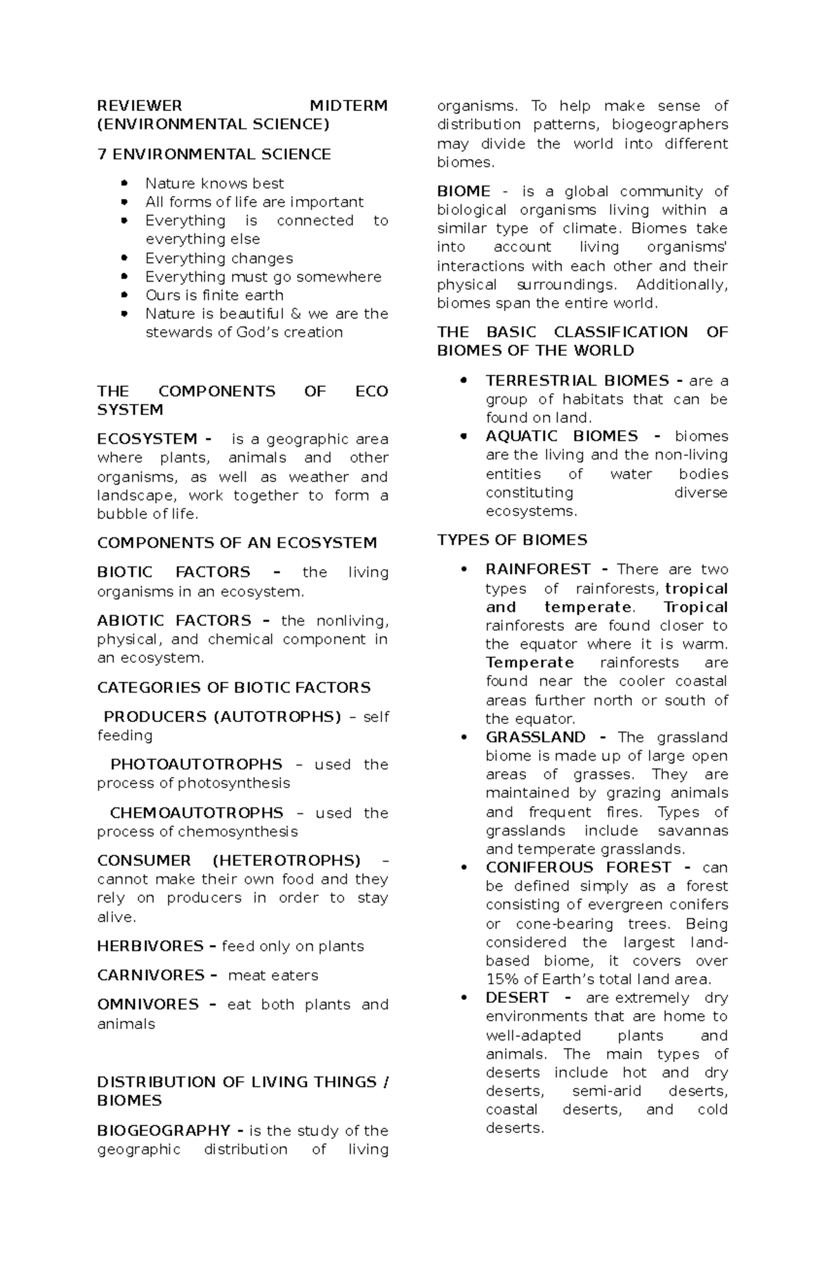 Environmental Science Midterm Reviewer (ENV-7) - Studocu