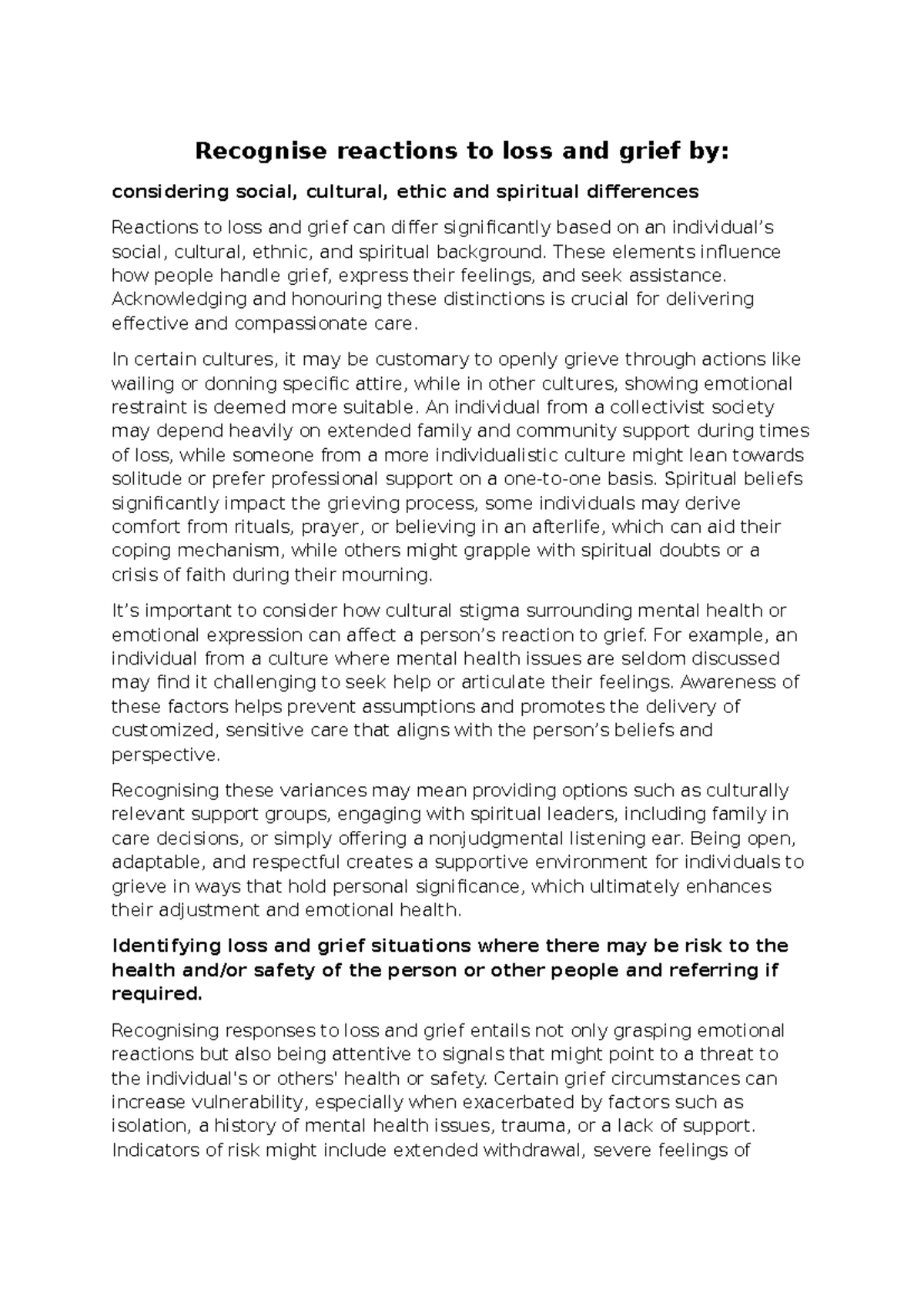 Unit CHCCC 003: Assessing and Managing Suicide Risk - Task Guide - Studocu