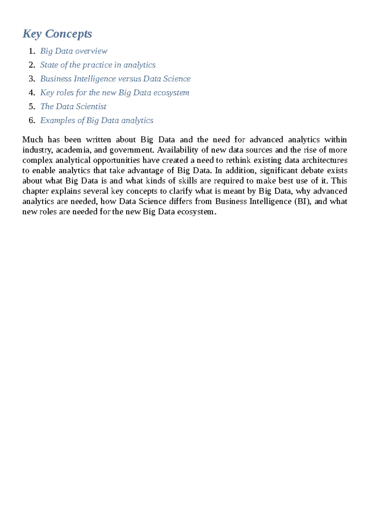 Big Data Analytics Unit-1: Key Concepts and Applications - Studocu