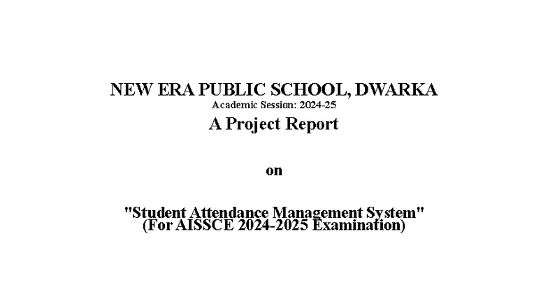 Attendance Management System Project Report (CS Code: 065) - Studocu