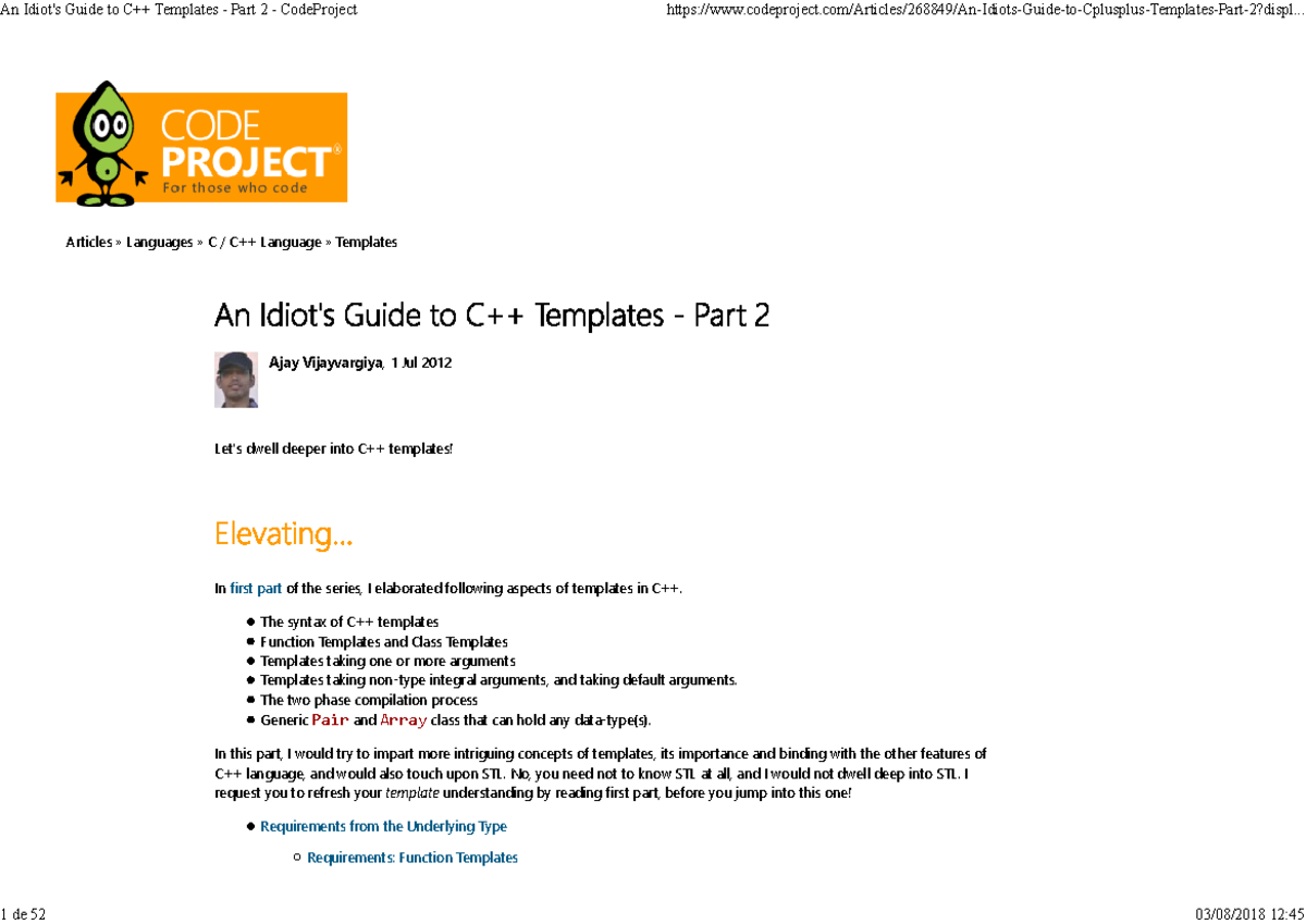 An Idiots Guide to C++ Templates - Part 2 - Code Project - Articles ...