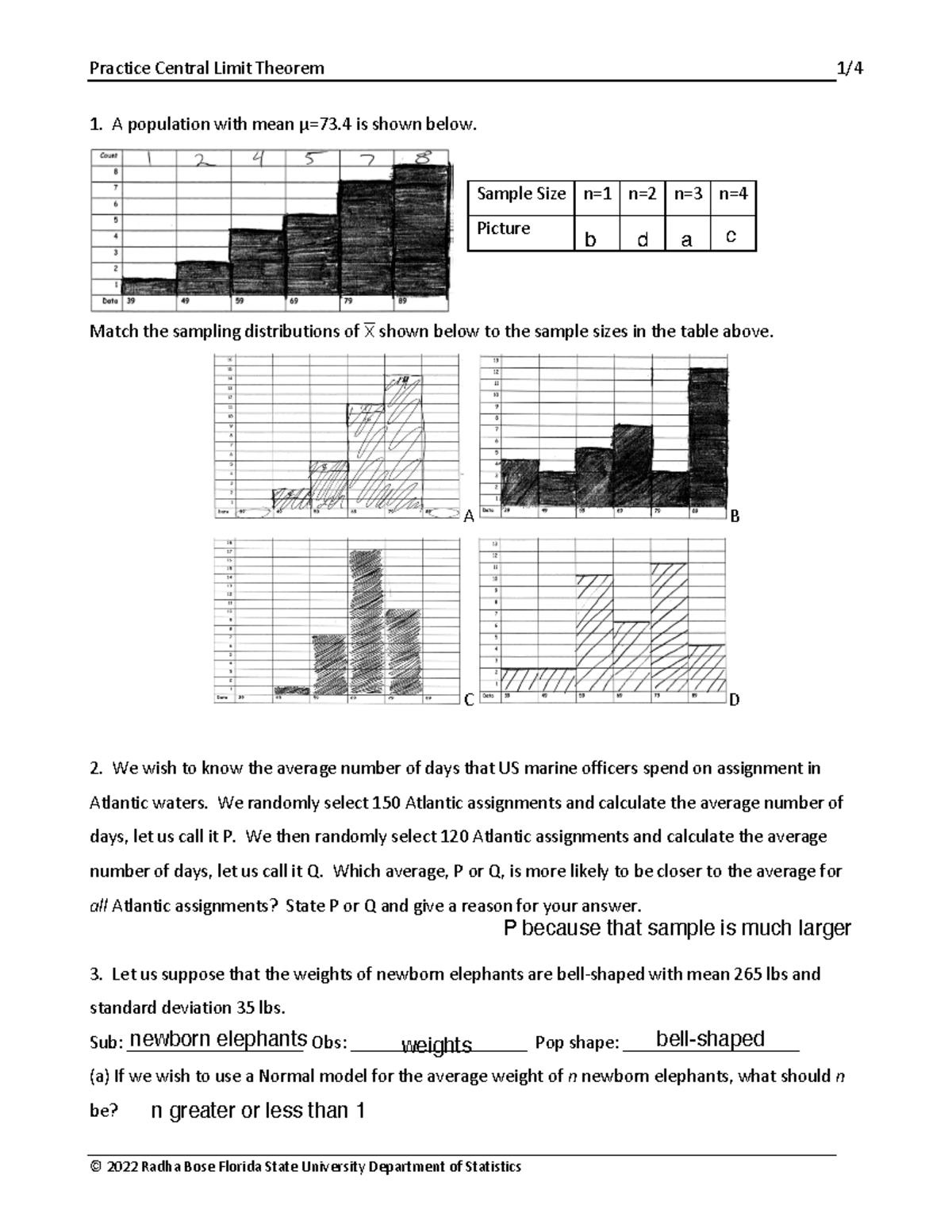 Prac CLT - Sampling Distributions and Probability in Stats - Studocu