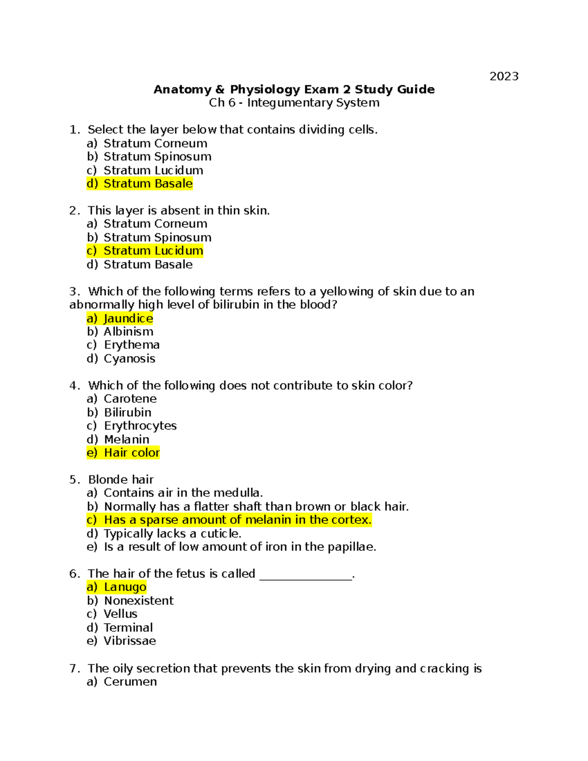 ANATOMY AND PHYSIOLOGY 2 EXAM 1 MULTIPLE CHOICE visual data 5