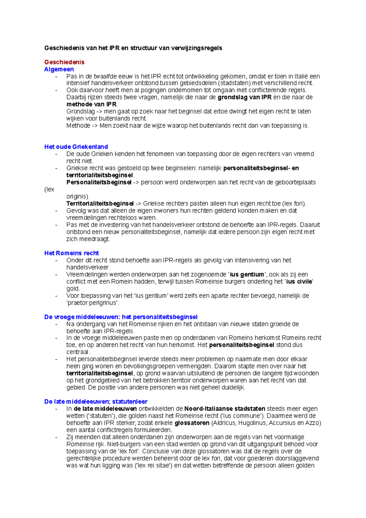 Geschiedenis en Structuur van het IPR - Week 1b Verkenning - Studeersnel
