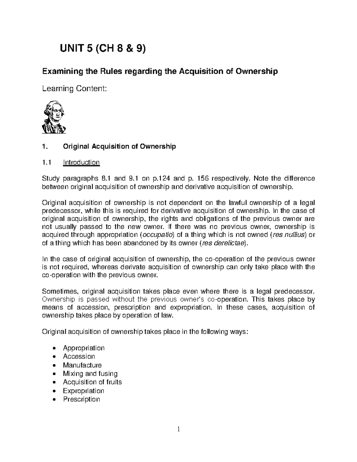JLTV211 Study Guide 2022: Unit 5 - Acquisition of Ownership Rules - Studocu