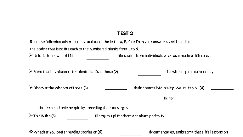 FINAL MIDTERM TEST 2 GRADE 12 - English Language Assessment - Studocu