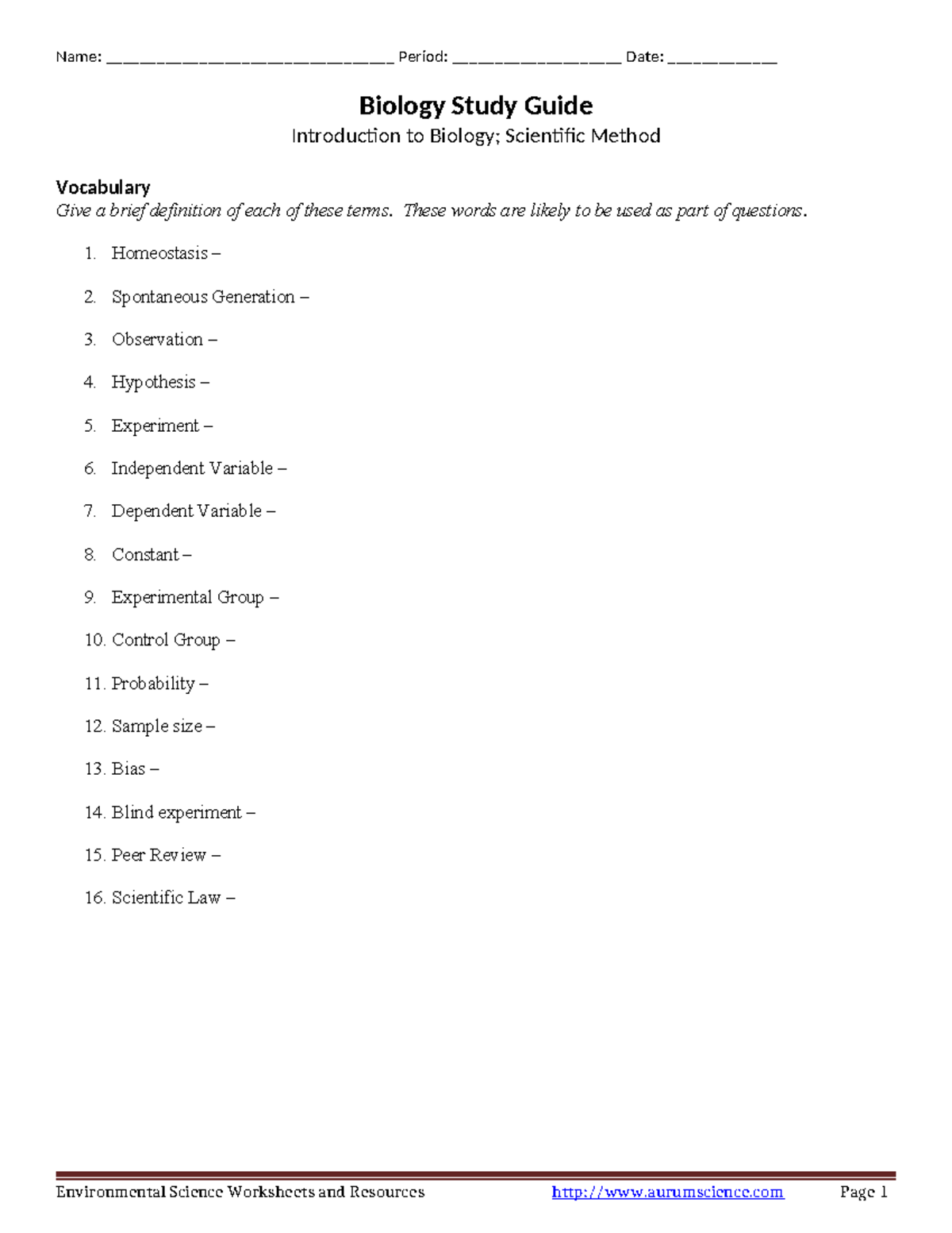 Biology Study Guide: Key Concepts & Terms Overview (BIOL 101) - Studocu