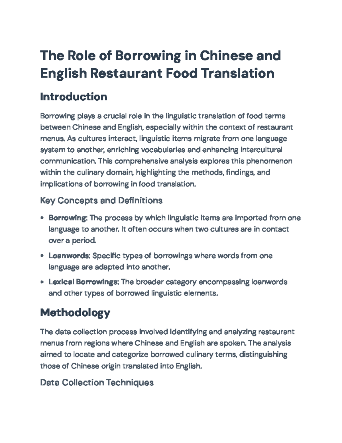 The Role of Borrowing in Chinese and English Culinary Translation - The ...