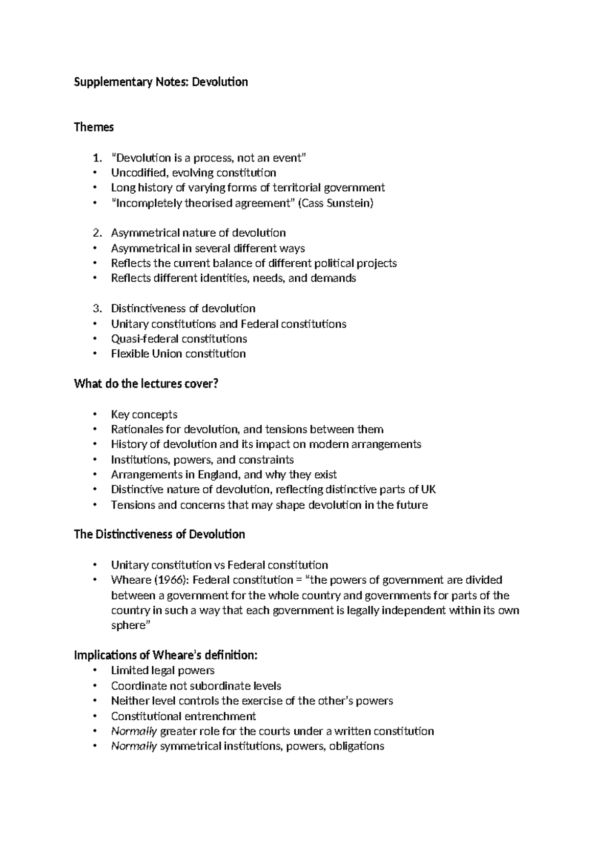 Supplementary Notes on Devolution: Insights for 2024-2025 Studies - Studocu