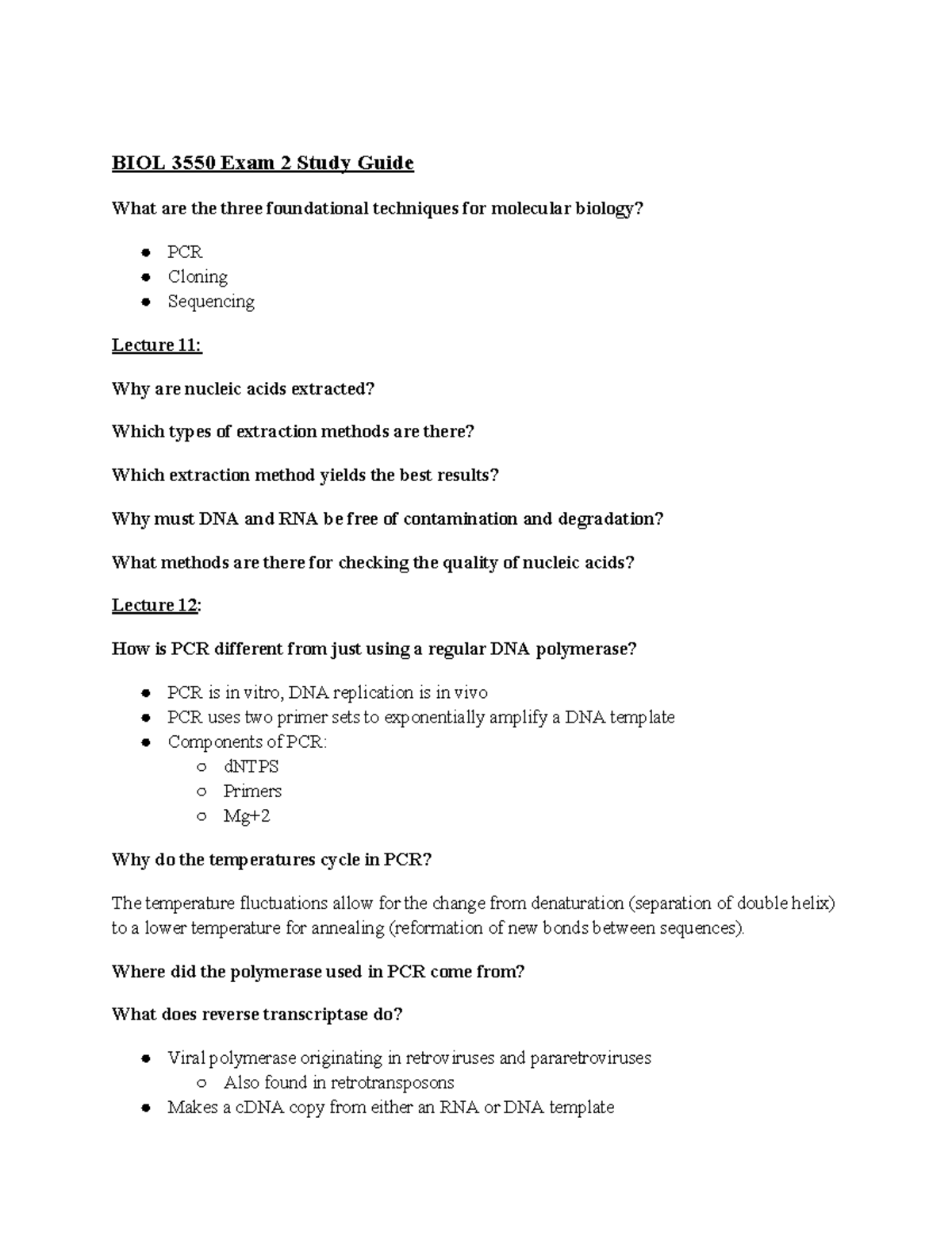 BIOL 3550 Final Exam Study Guide on Molecular Biology Techniques - Studocu