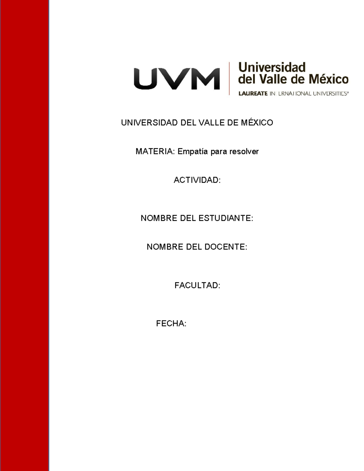 Universidad DEL Valle DE México Presentacion - Document Preview