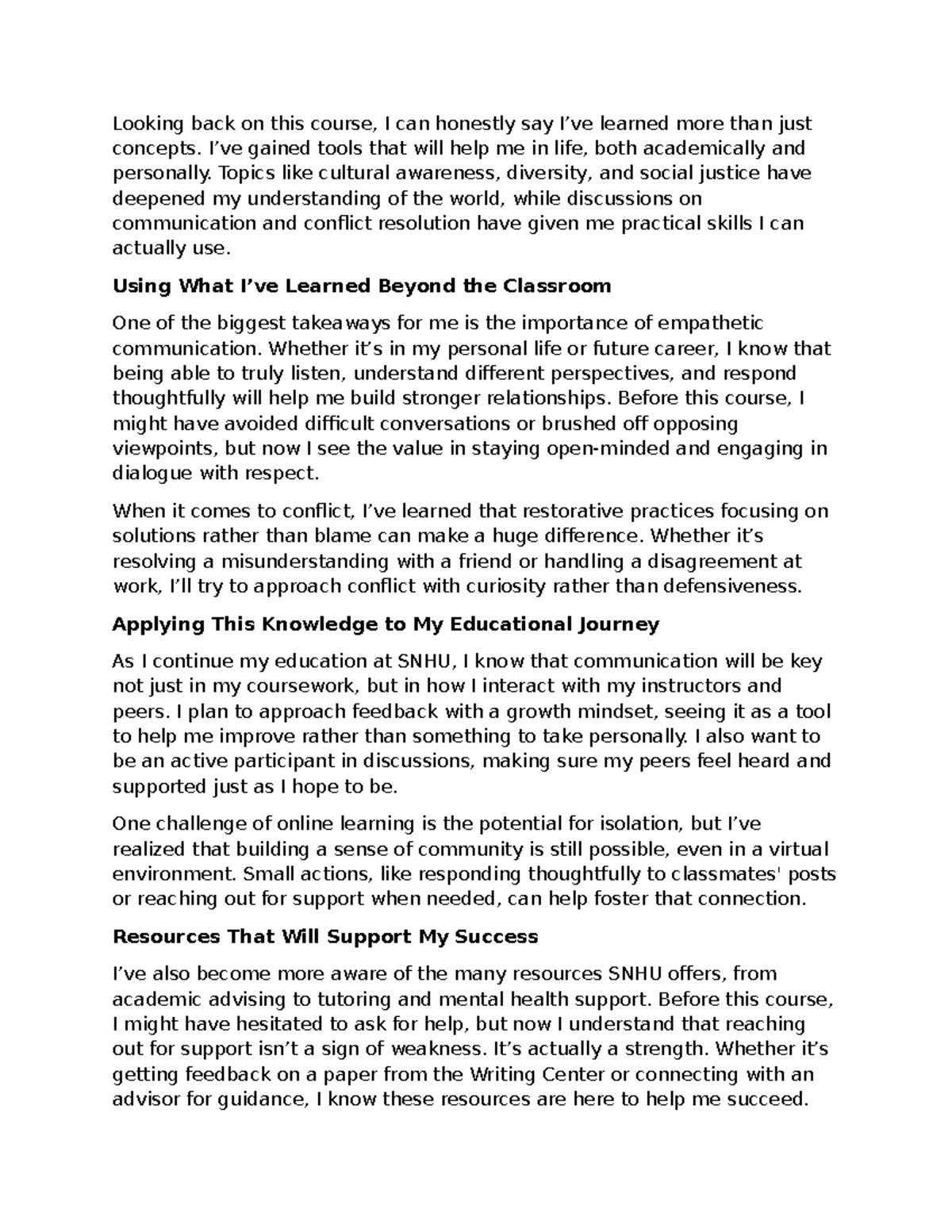 IDS 105 Module 8 Discussion: Reflections on Learning & Growth - Studocu