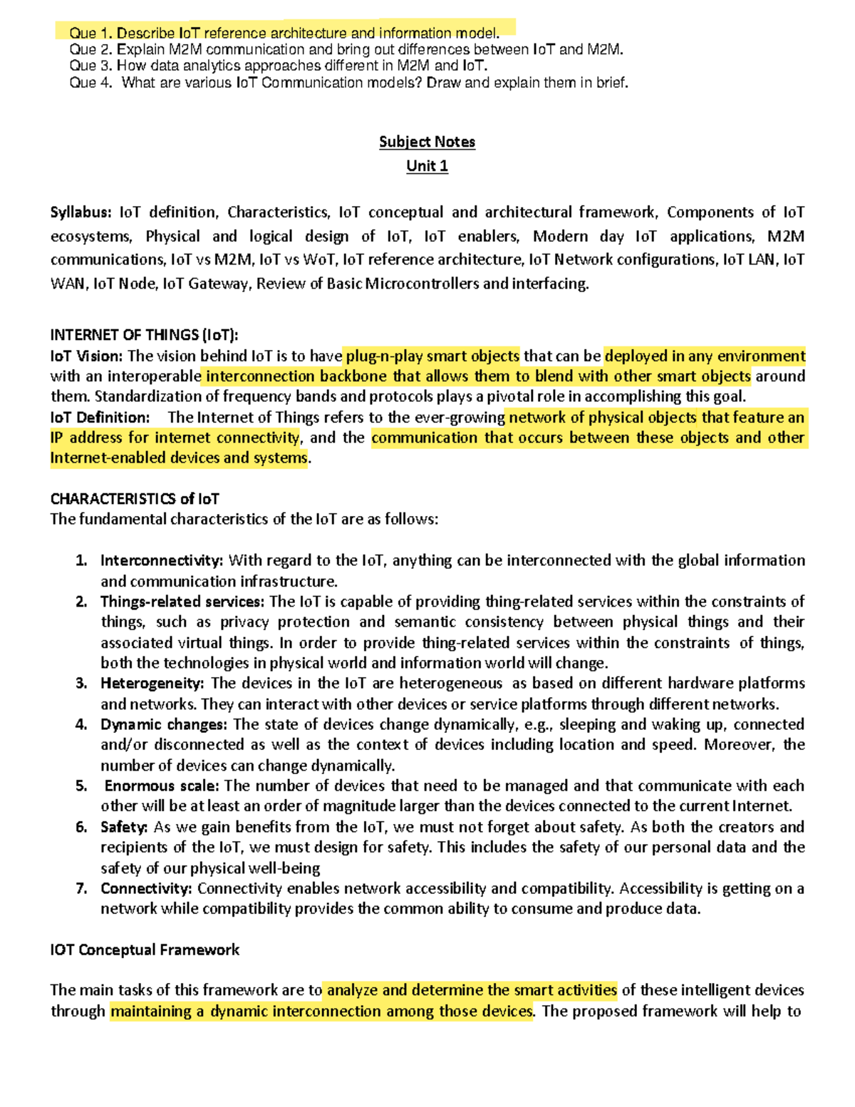IoT RGPV Notes: Understanding Concepts, Frameworks, and Applications ...