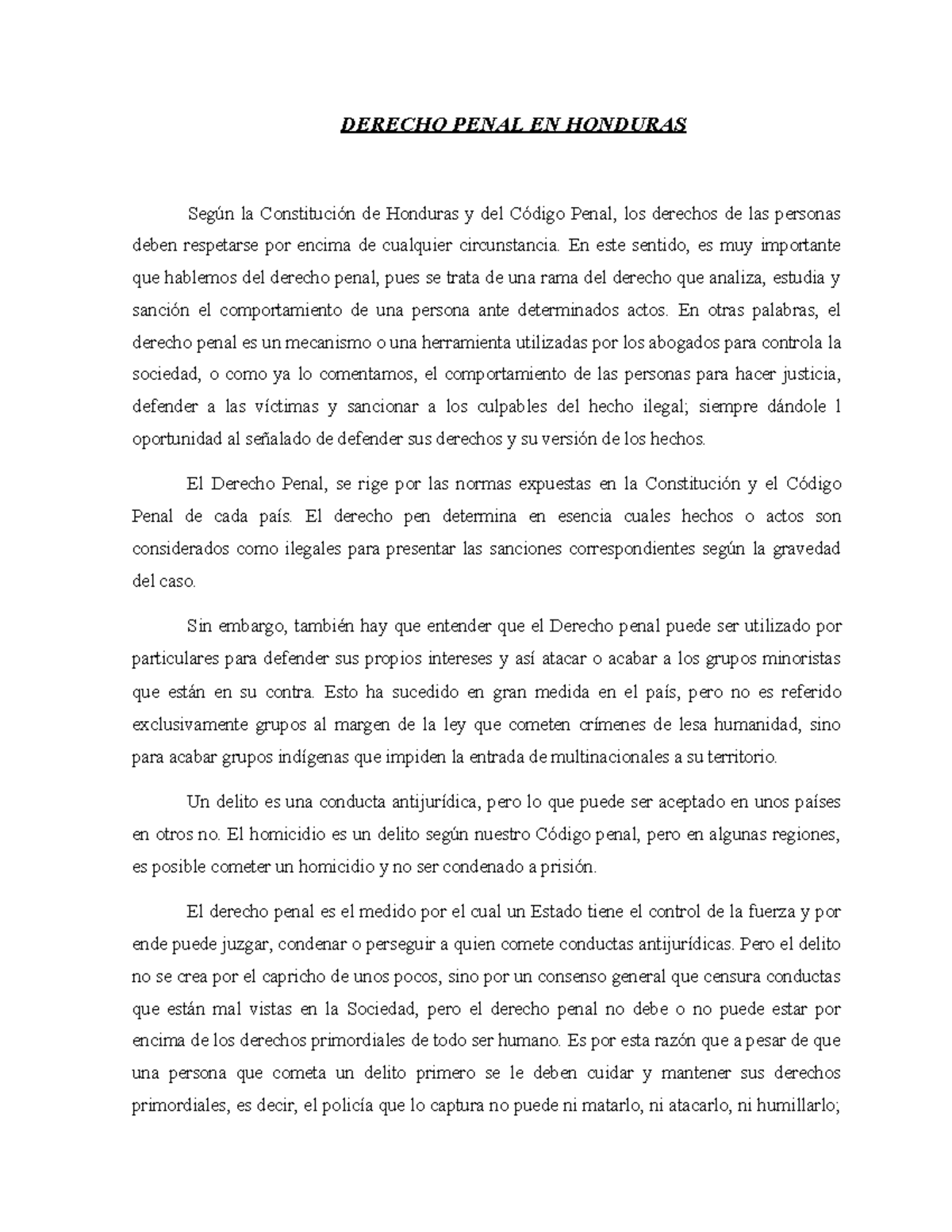 Derecho Penal en Honduras: Análisis de la Evolución y Normas Jurídicas ...