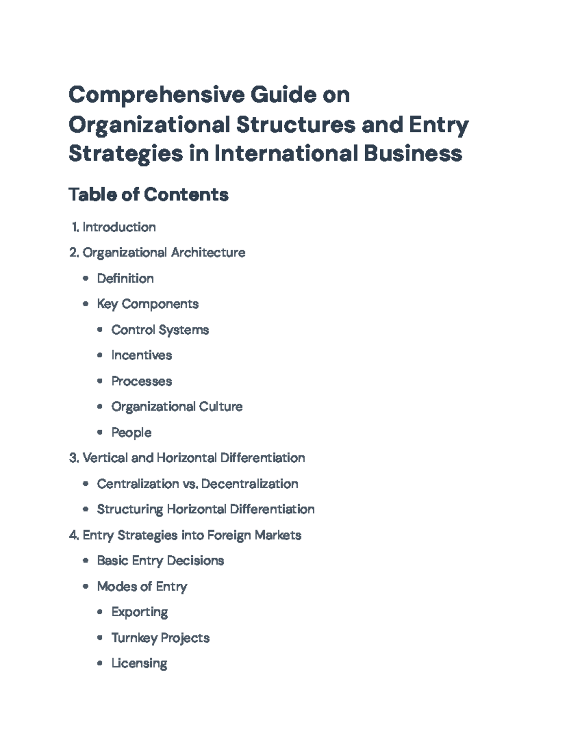 International Business: Organizational Structures & Entry Strategies ...