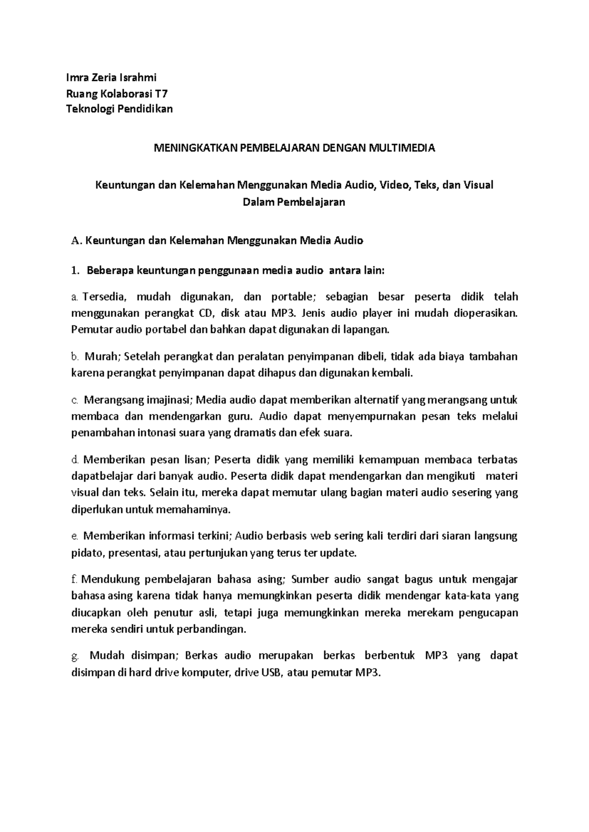 Strategi Pemanfaatan Media Audio, Video, Teks & Visual T7 Teknologi ...