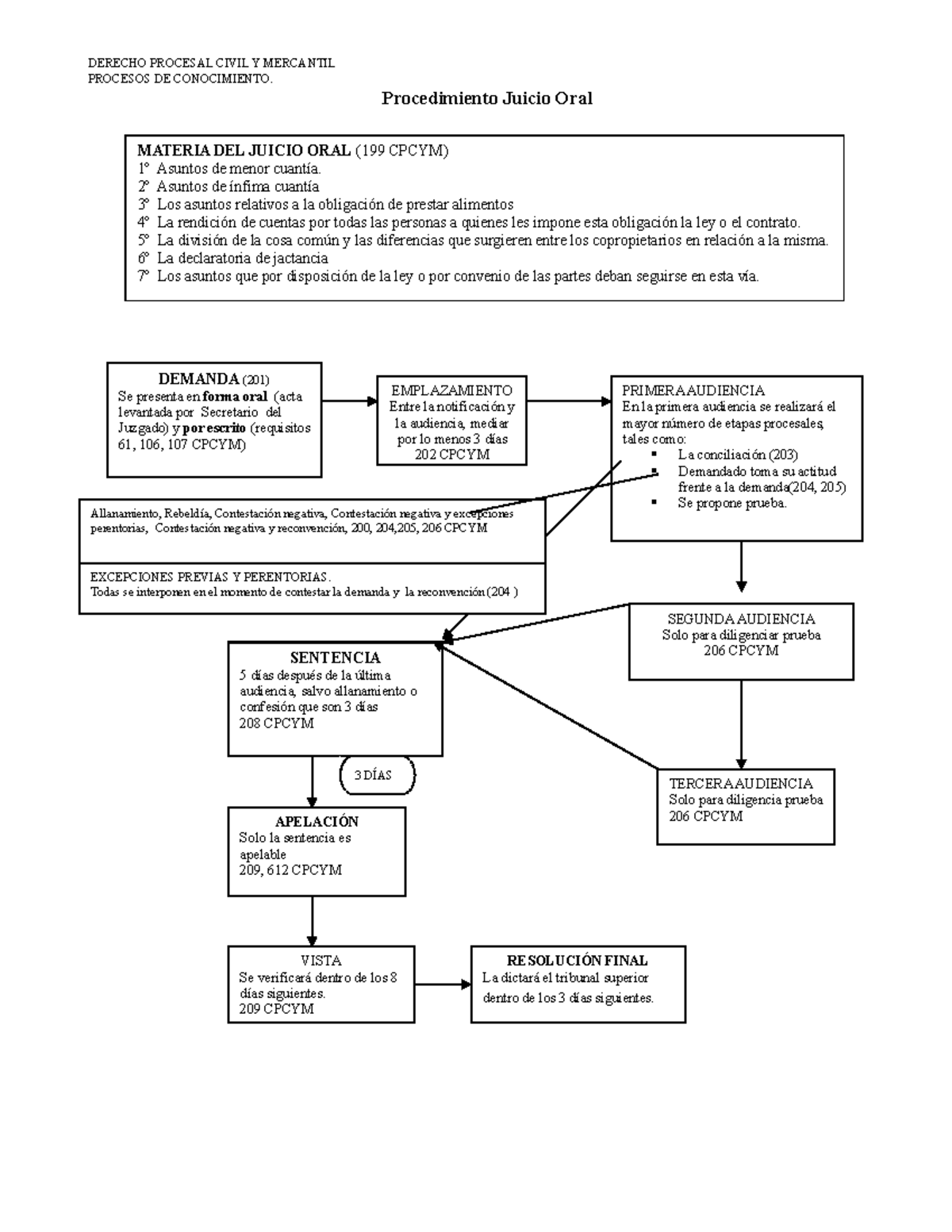 Esquema del Juicio Oral en Materia Civil - Guatemala (CPCYM 201) - Document Preview