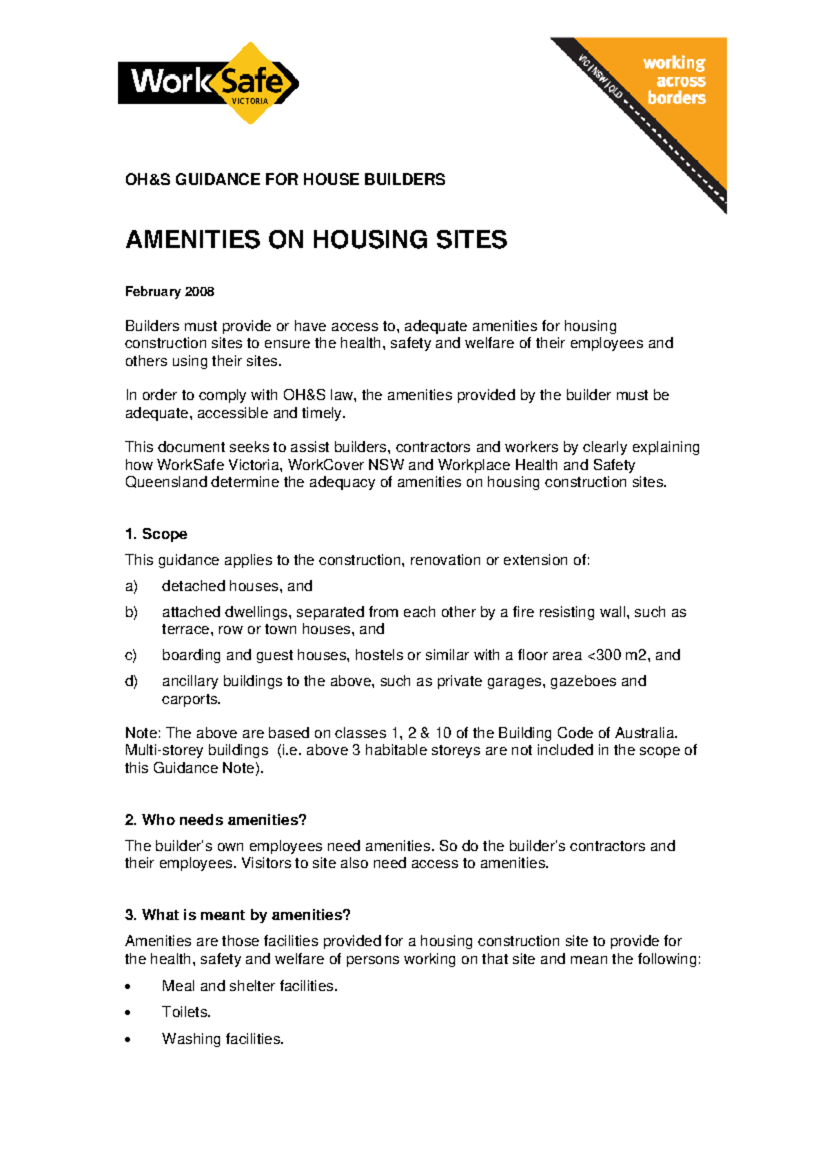 Guidance on Amenities for Housing Sites - Builders' Compliance Note ...