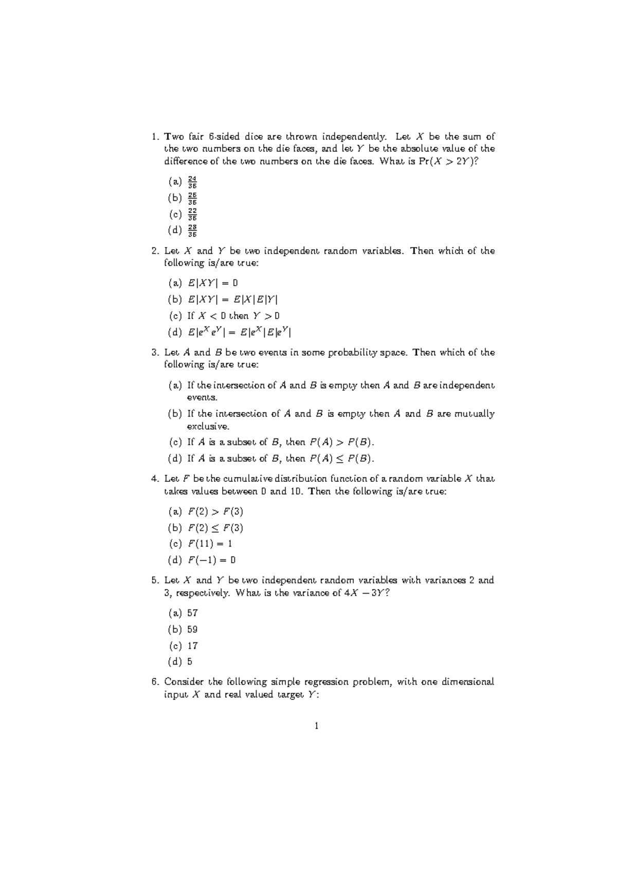 DSAI-MS PhD Sample Question Paper: Probability & Algorithms - Studocu
