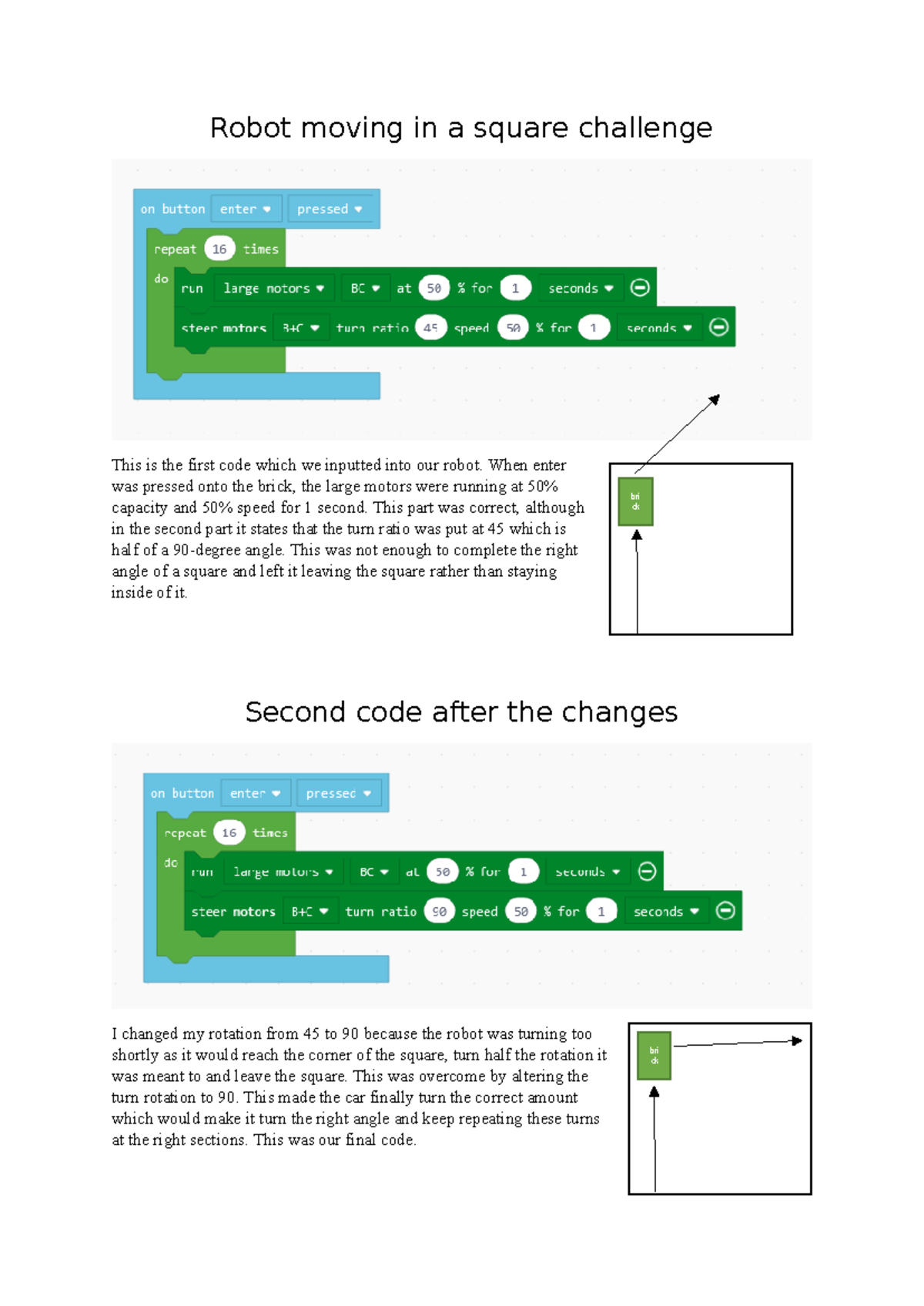 Digital Teach: Robot Movement Challenges and Code Adjustments - Studocu
