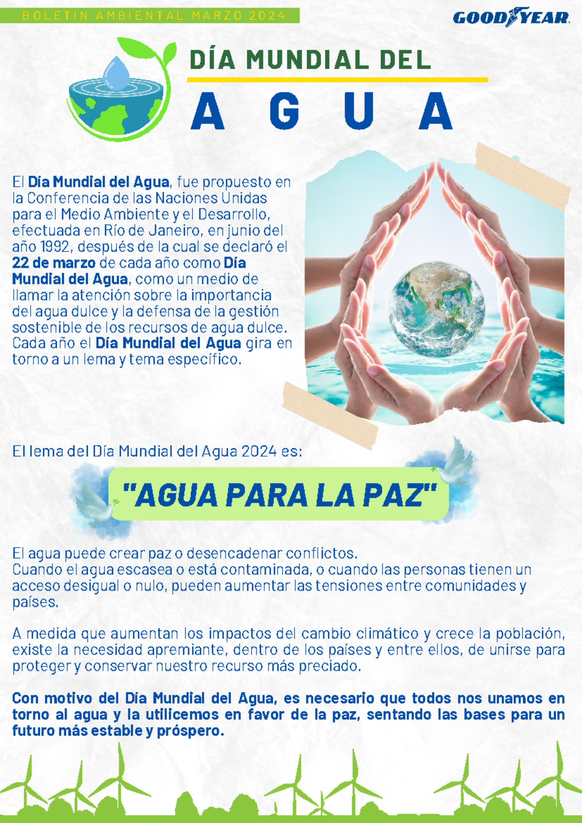 Boletín del Día Mundial del Agua 2024: "Agua para la Paz" - Studocu